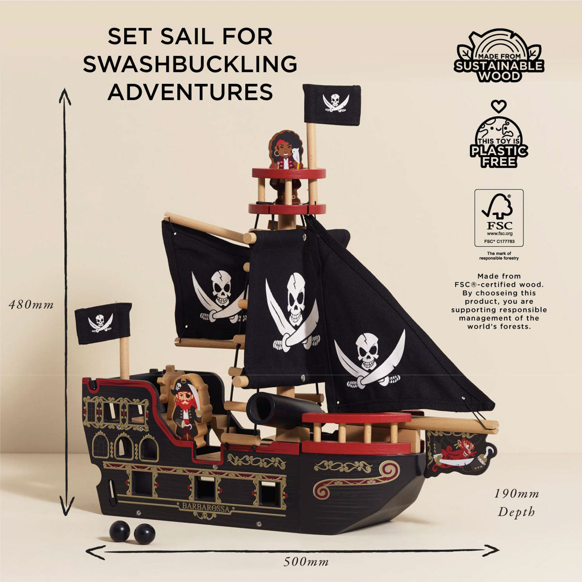 Le Toy Van Barbarossa Pirate Ship