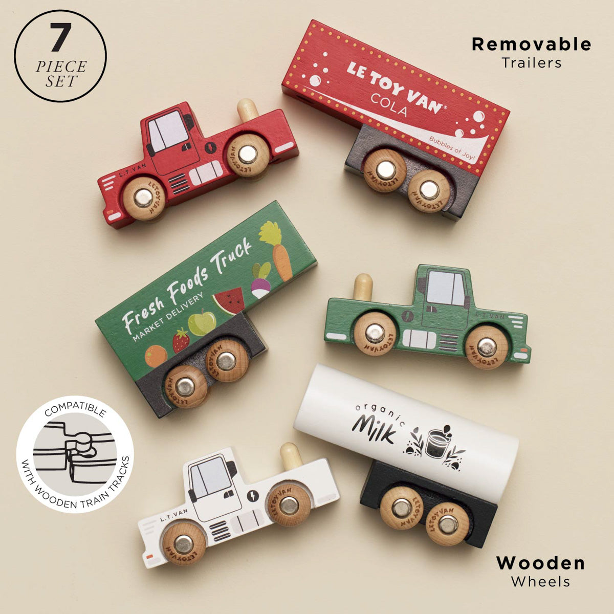 Le Toy Van Wooden Trailer Truck Set