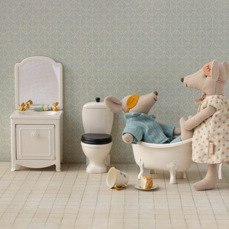 Maileg Mouse size Sink Dresser with Mirror, White