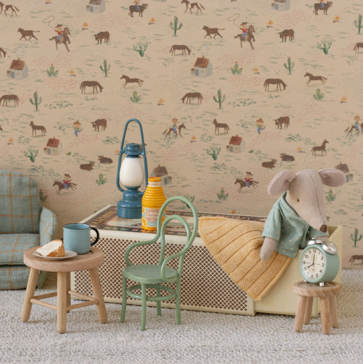 Maileg Little Brother Mouse in Box, Blue PJ