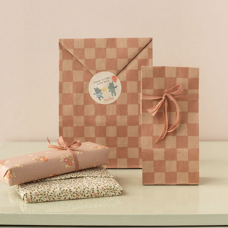 Maileg Gift Bag, Checker, Powder/Vintage Rose