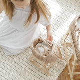 Mini Doll Moses Basket with Rocking Stand, Pearl
