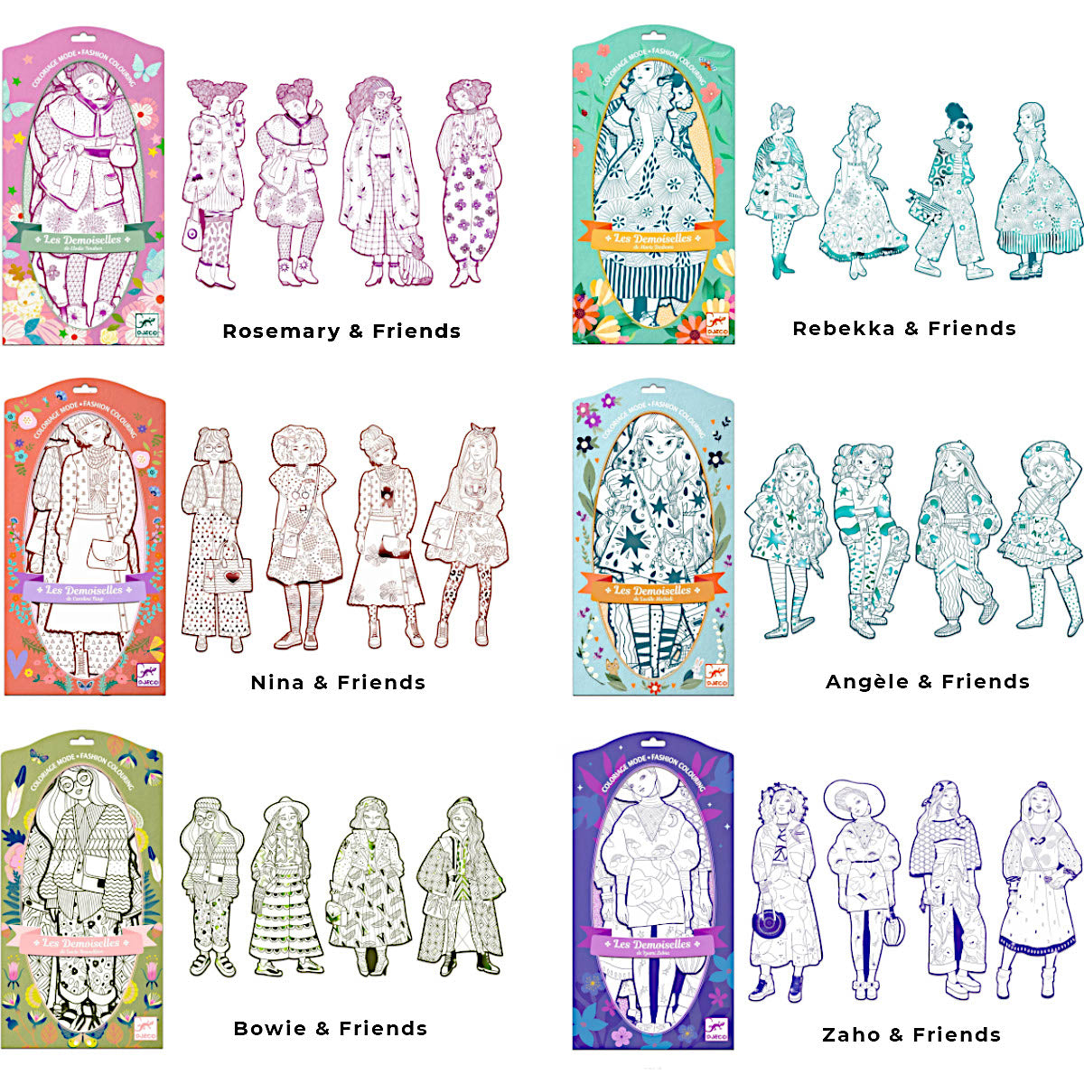 Djeco Demoiselle Coloring Paper Dolls – My Sweet Muffin