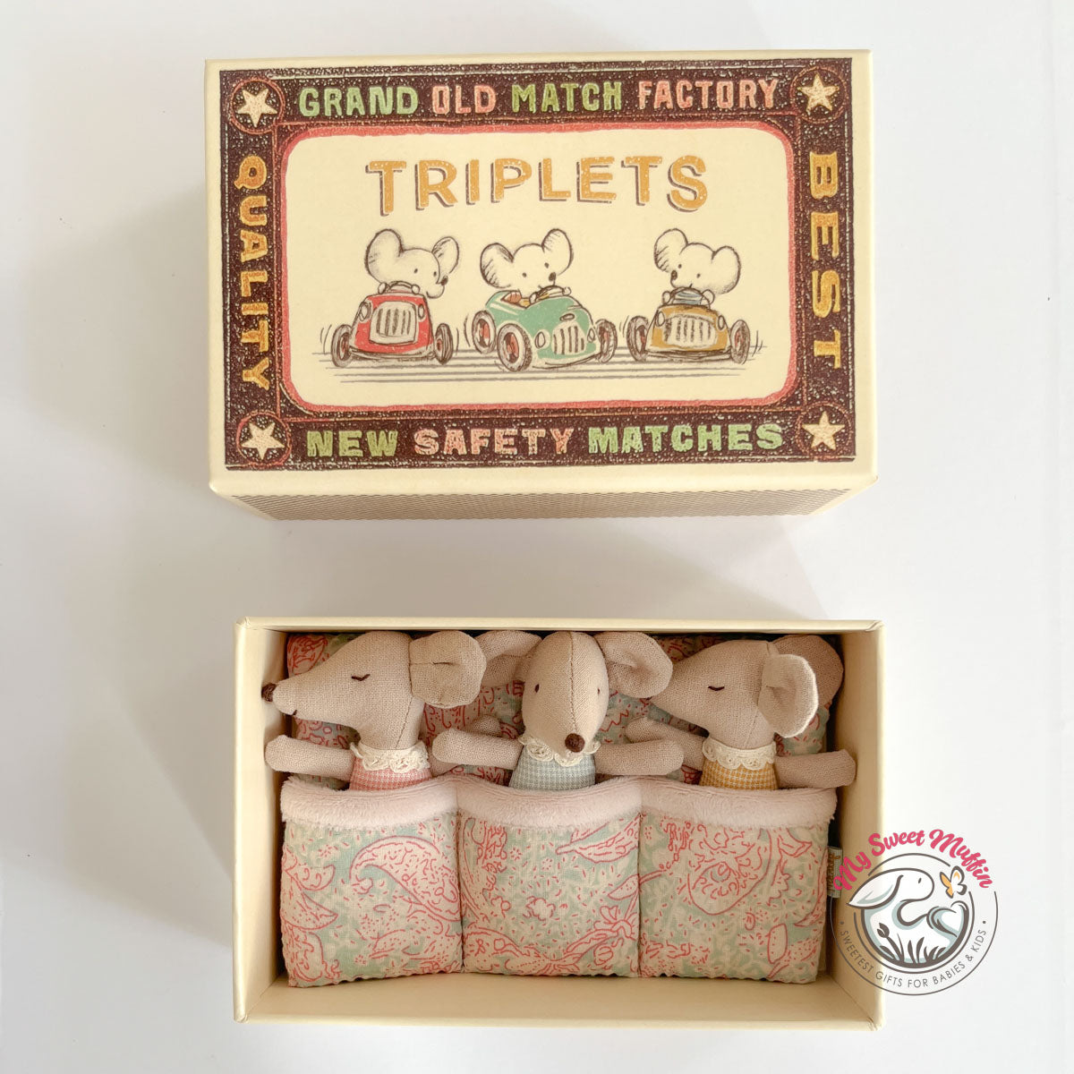 Maileg Baby Triplets with Sleepy Wakeys