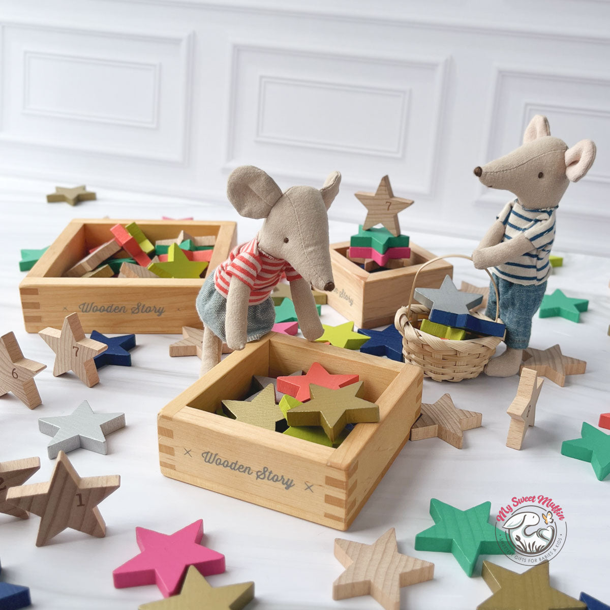 Wooden Story Wooden Nesting & Sorting Trays