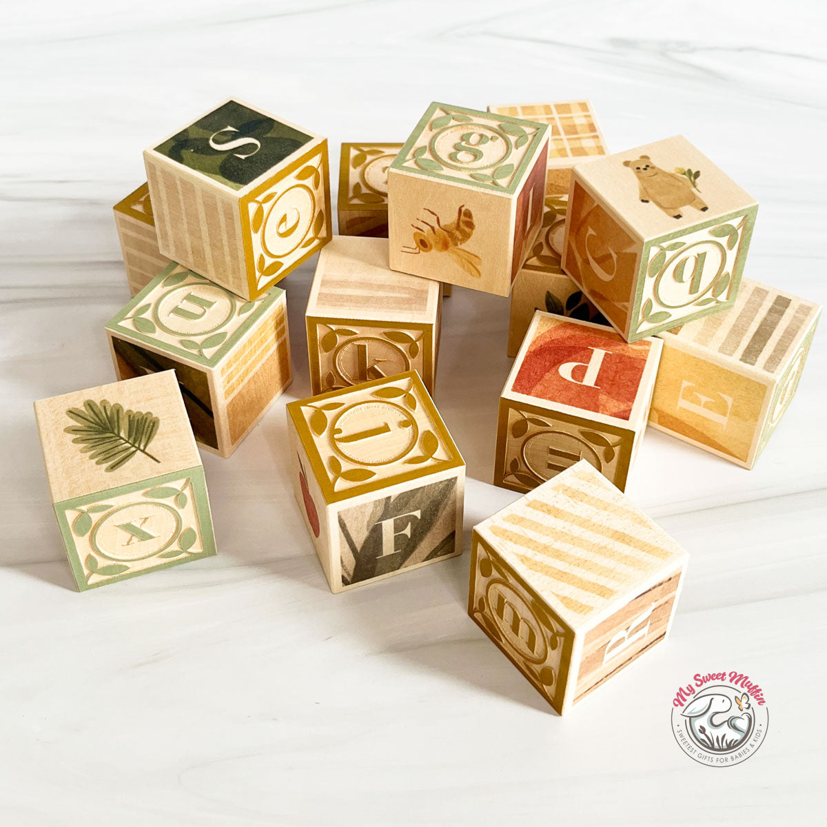 Uncle Goose Watercolor ABC Blocks with Wagon