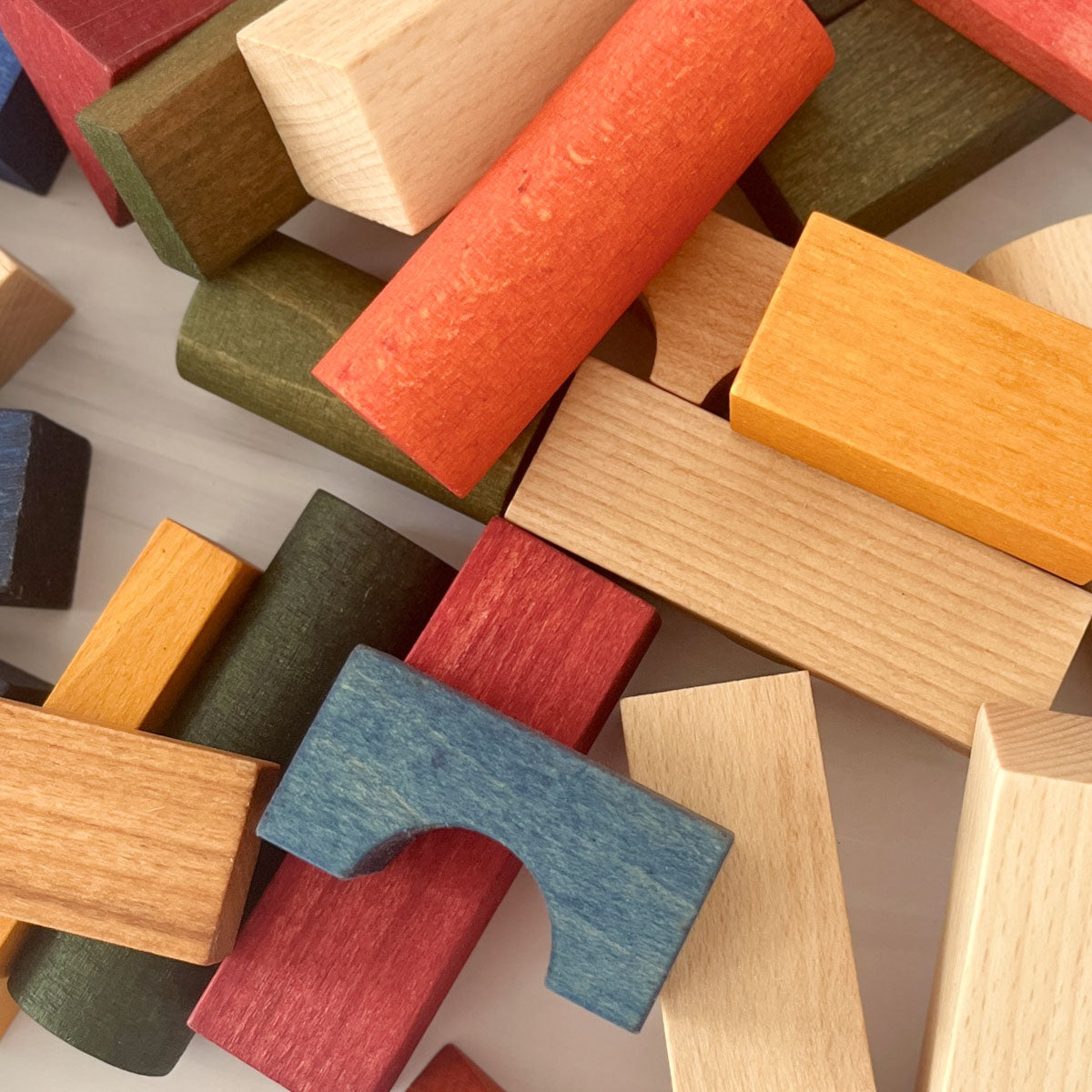 Wooden Story Rainbow Wooden Blocks in Green Tray, 54pcs