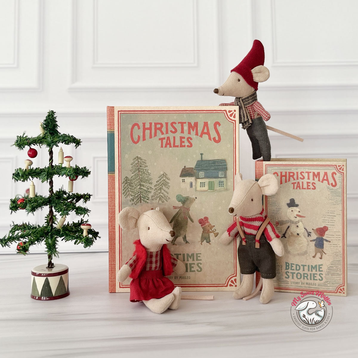 Maileg Christmas Twin Mice in Book