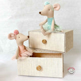 Maileg Little Sister Dancing Mouse in Daybed