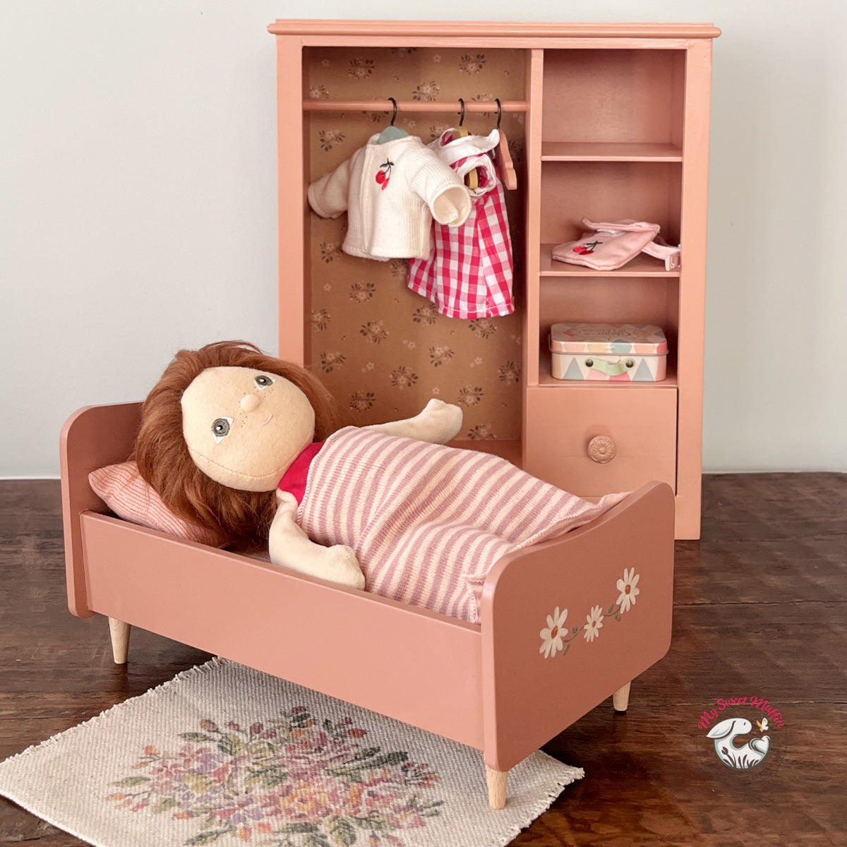 Maileg Large Wooden Wardrobe, Dark Powder