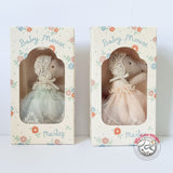 Maileg Sleepy Wakey Baby Mouse in Gown