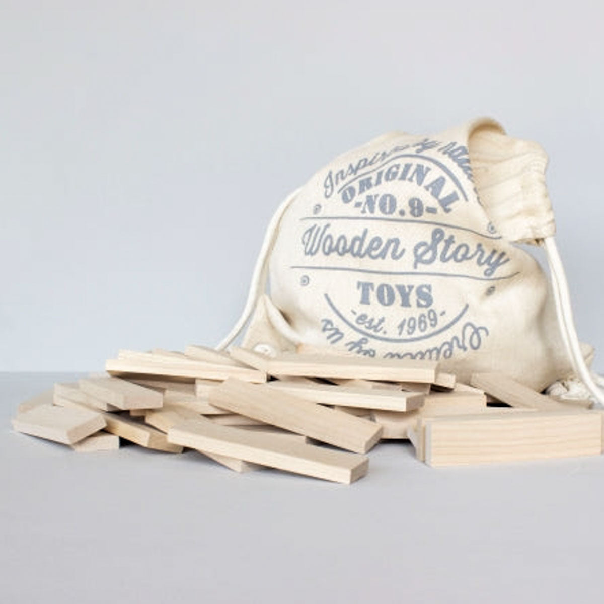 Wooden Architectural Blocks in Sack, 100 pcs
