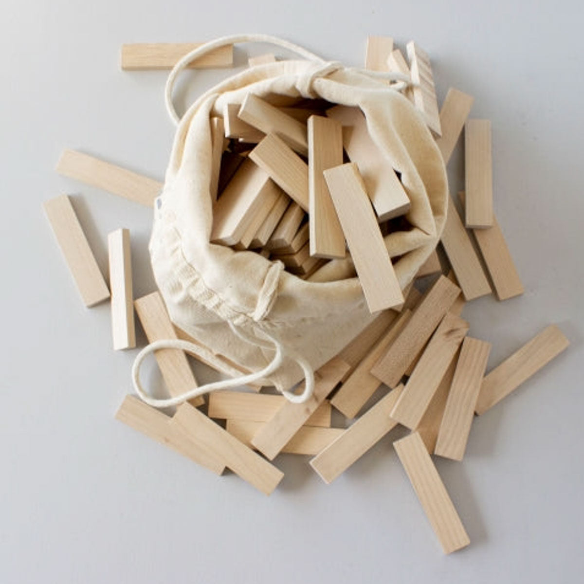 Wooden Architectural Blocks in Sack, 100 pcs