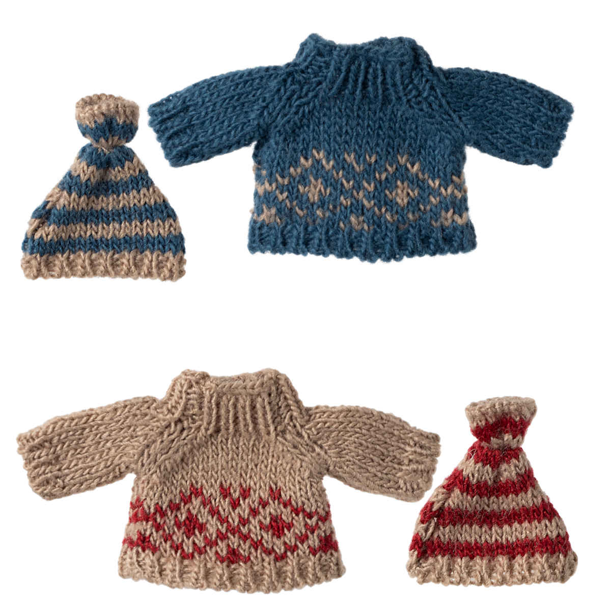 Maileg Knitted Sweater and Hat for Mom/Dad Mouse