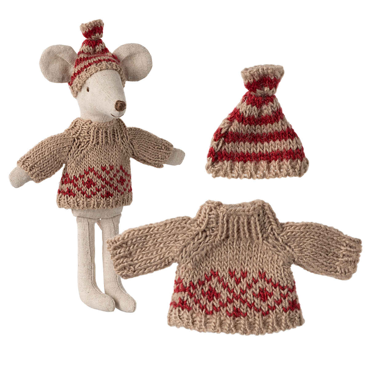 Maileg Knitted Sweater and Hat for Mom/Dad Mouse