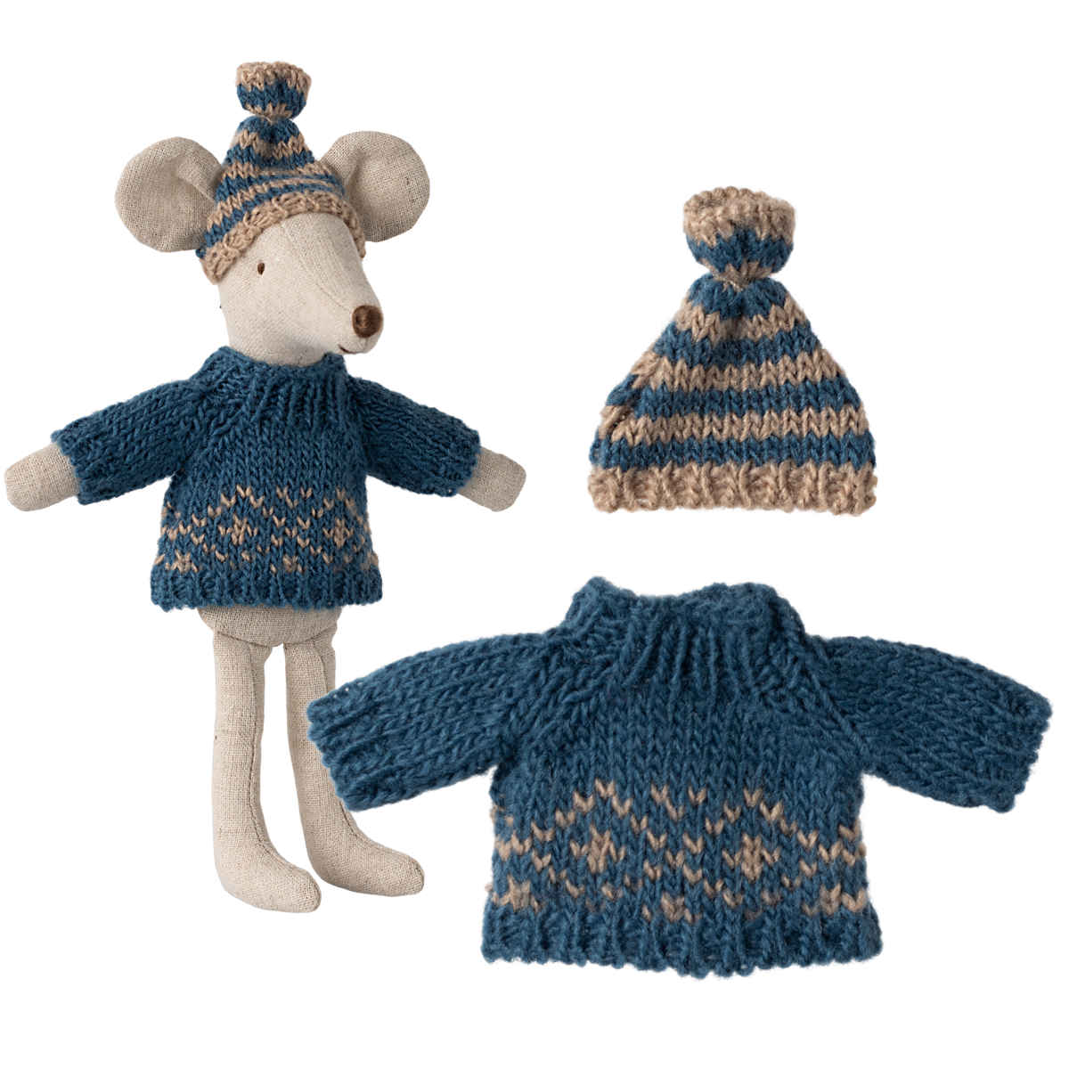 Maileg Knitted Sweater and Hat for Mom/Dad Mouse