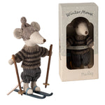Maileg Winter Ski Mouse with Hat, Big Brother/Sister