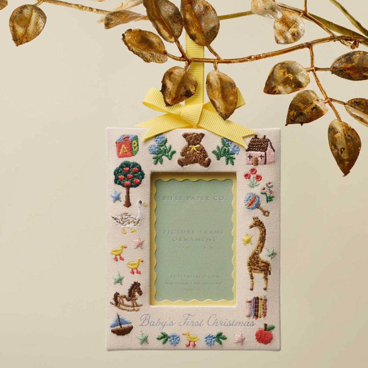 Rifle Paper Co. Baby's First Christmas Picture Frame Ornament