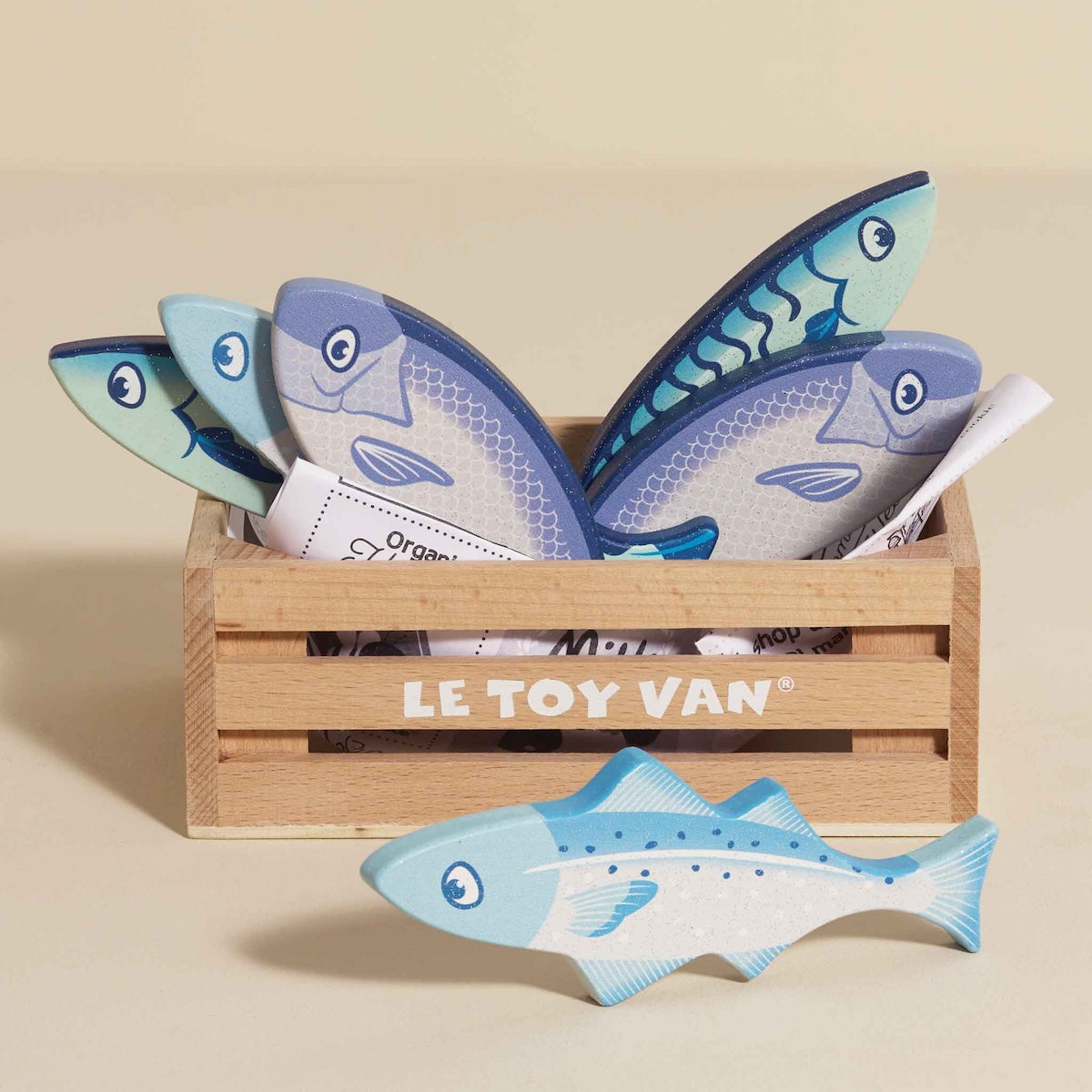 Wooden Play Food Crate, Fishes