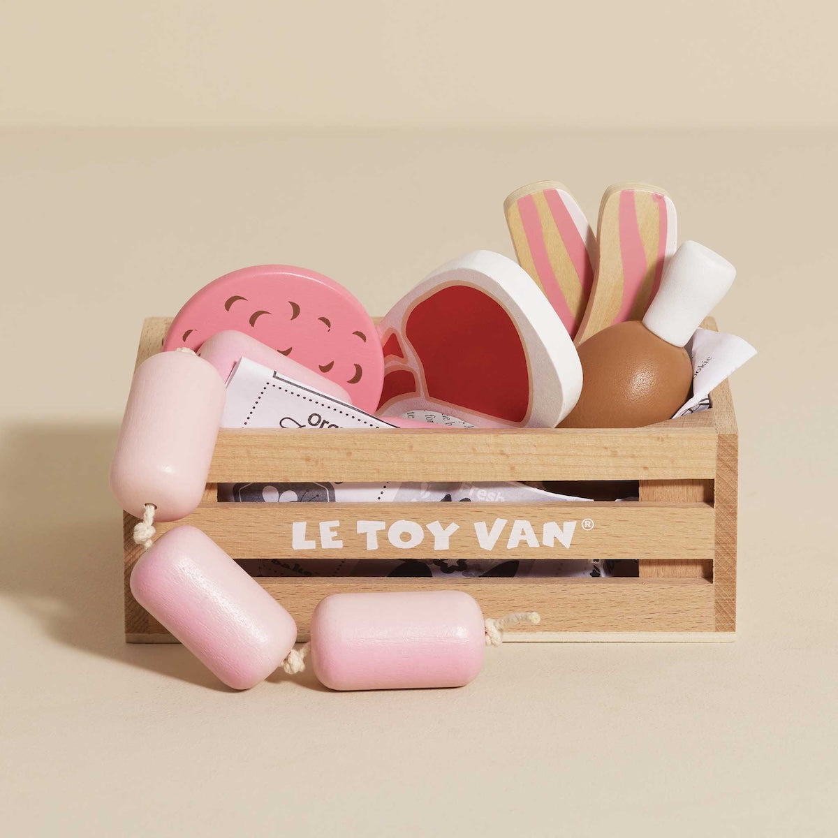 Wooden Play Food Crate, Butchers Meat