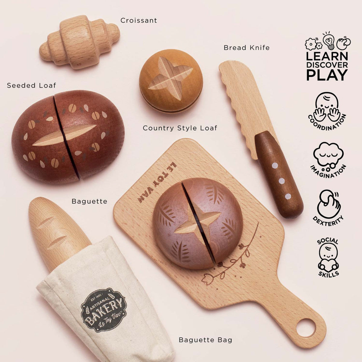 Artisan Bread and Knife Play Food Set