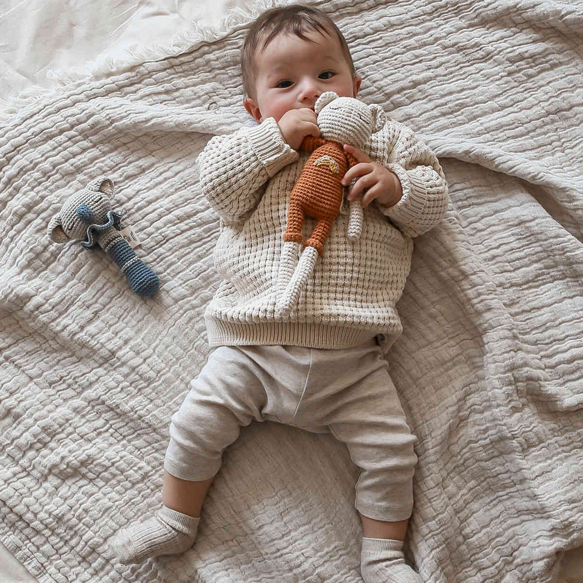 Patti Oslo Organic Crochet Doll, Timmi Teddy, Terracotta