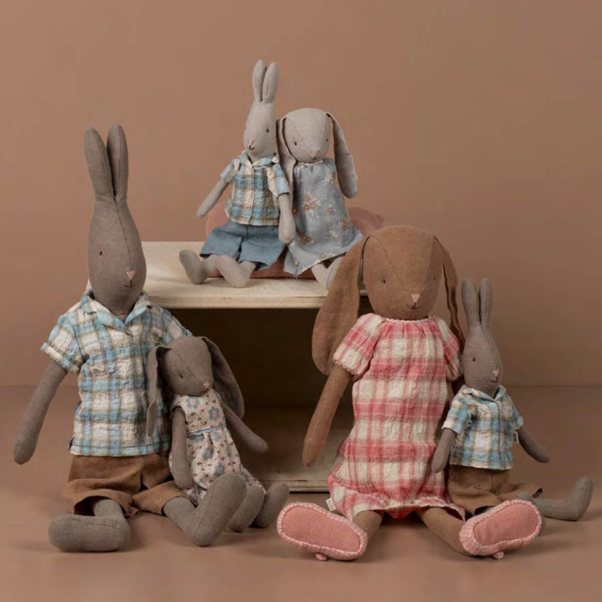 Maileg Rabbit in Checker Shirt, Size 1