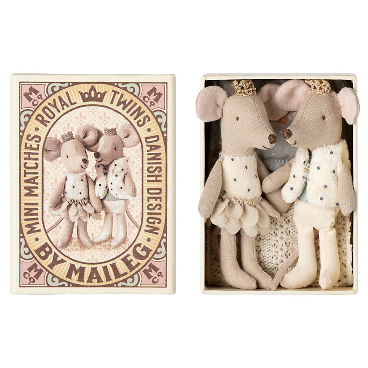 Maileg Royal Twin Little Sister and Brother Mouse in Box, 2025