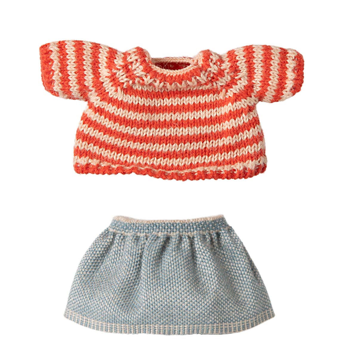 Maileg Big Sister/Brother Mouse Clothes, Red Striped Sweater and Skirt