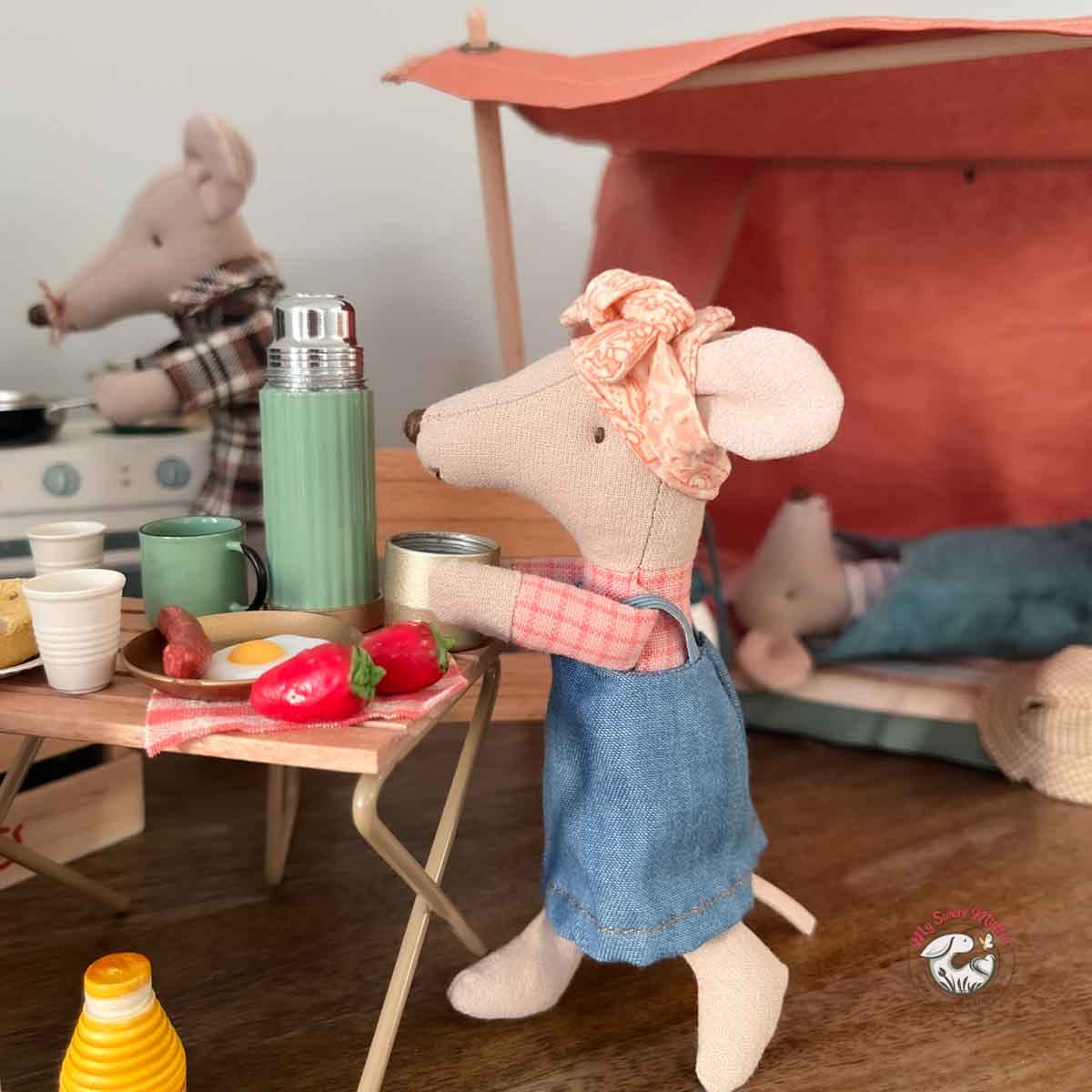 ソウメイ ダミーボトルセット Maileg Doll House Miniature Thermos and Cups, Mint – My Sweet Muffin