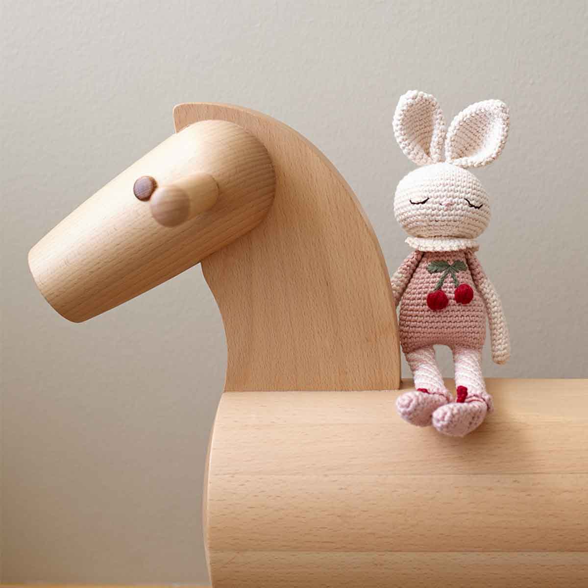 Patti Oslo Organic Crochet Doll, Britney Bunny Cherry Blossom