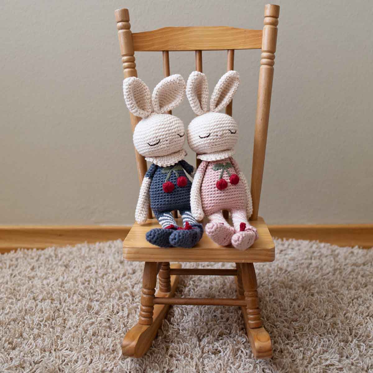 Patti Oslo Organic Crochet Doll, Britney Bunny Cherry Blossom