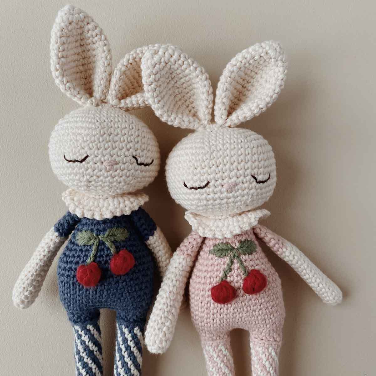 Patti Oslo Organic Crochet Doll, Britney Bunny Cherry Blossom