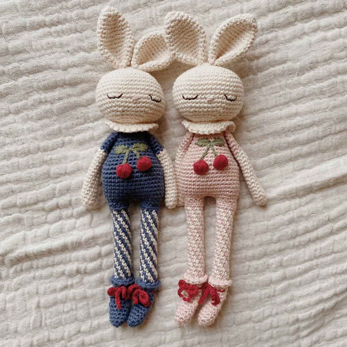 Patti Oslo Organic Crochet Doll, Britney Bunny Cherry Blossom