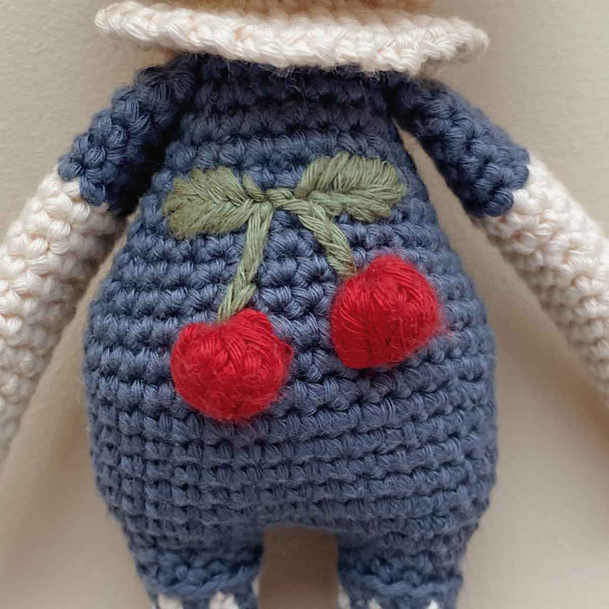 Patti Oslo Organic Crochet Doll, Britney Bunny Cherry Blossom