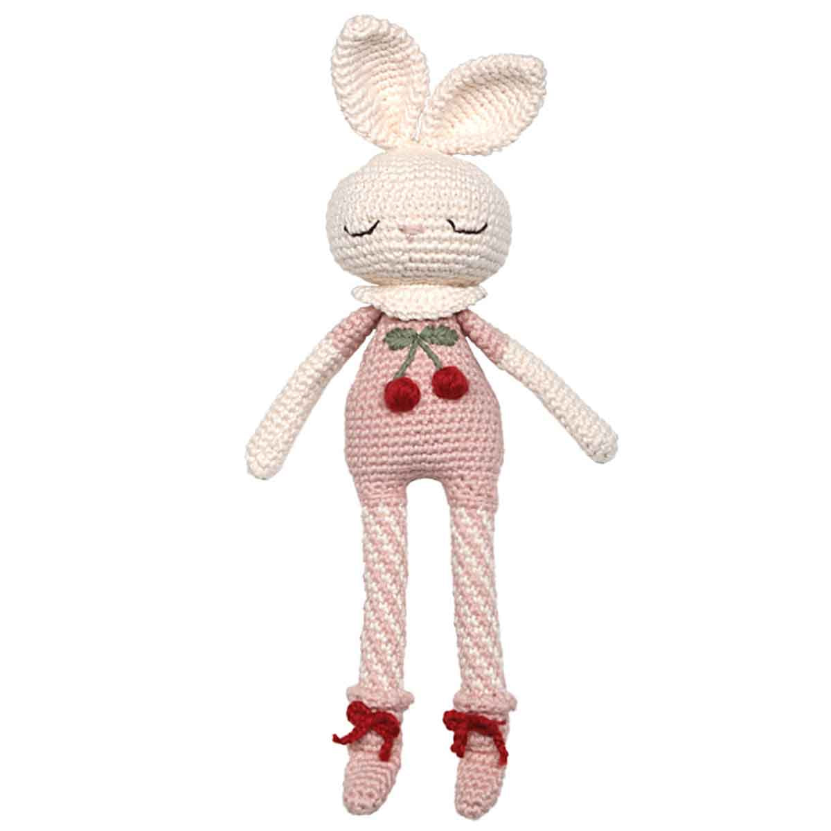 Patti Oslo Organic Crochet Doll, Britney Bunny Cherry Blossom