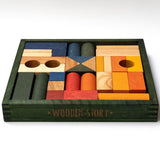 Wooden Story Rainbow Wooden Blocks in Green Tray, 30pcs