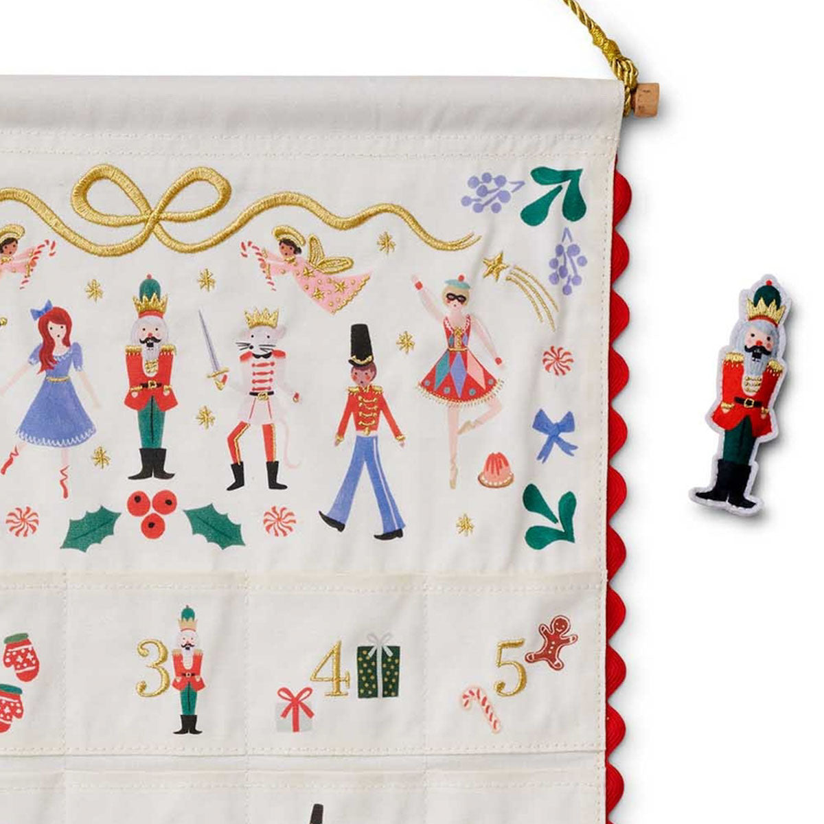 Nutcracker Embroidered Hanging Advent Calendar