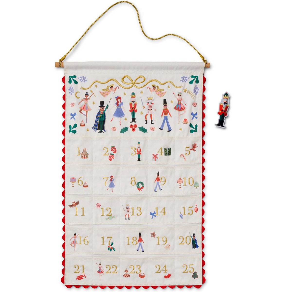 Nutcracker Embroidered Hanging Advent Calendar