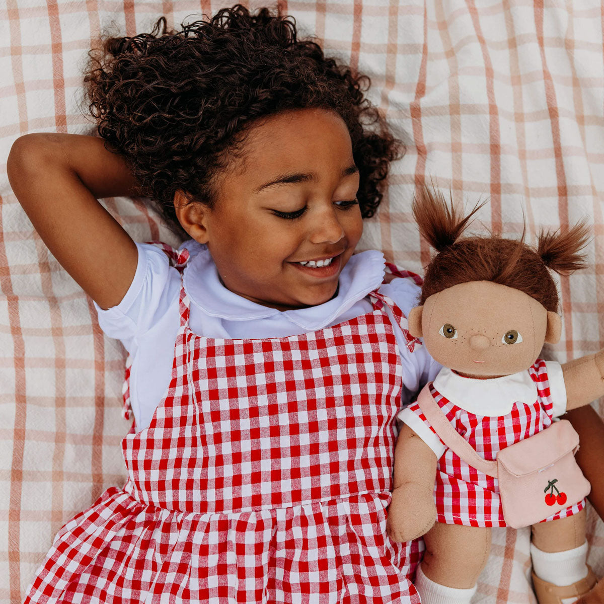 Olli Ella Dinkum Dolls Cherry Gingham Outfit Set, 14