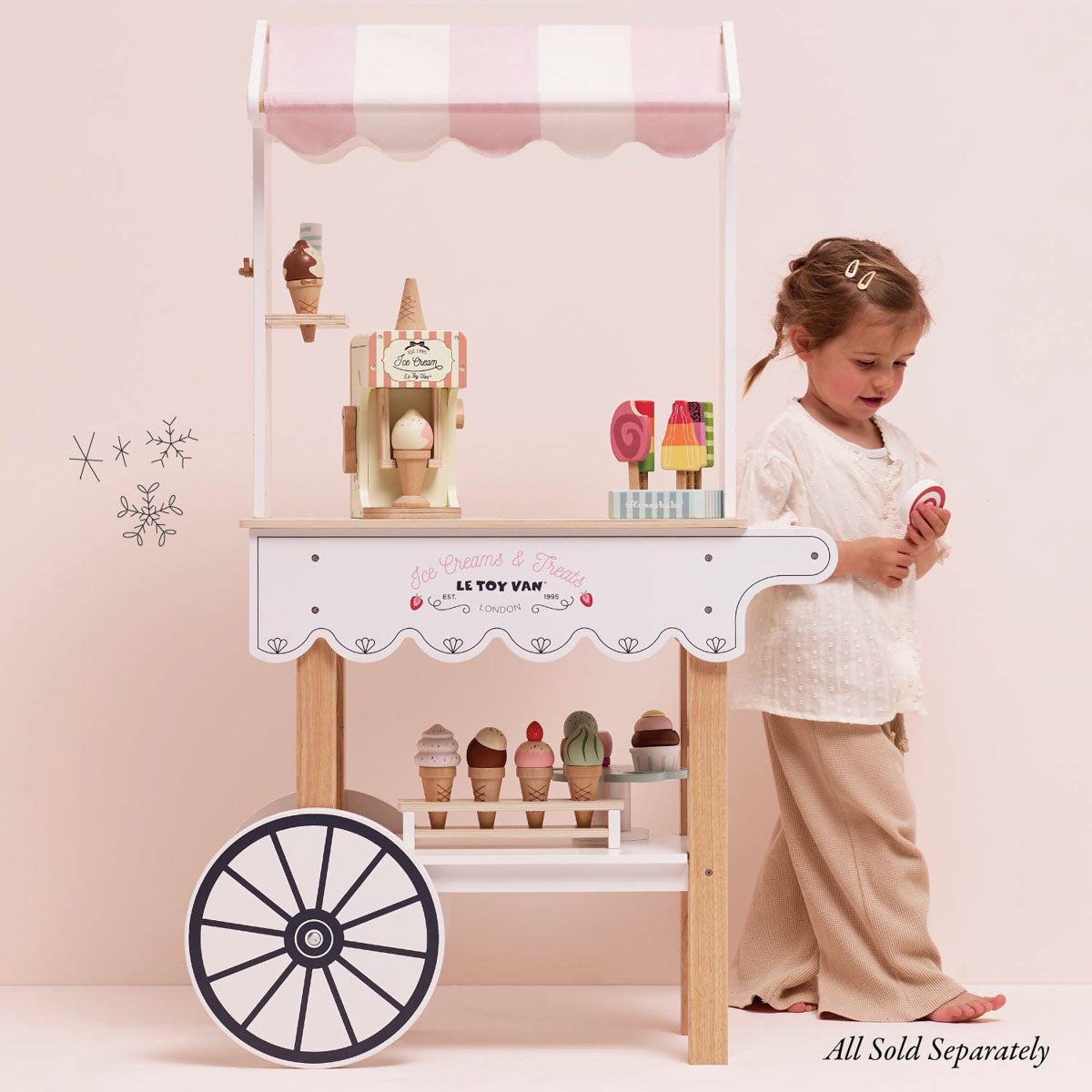 Wooden Ice Cream Cone Set with Display Stand