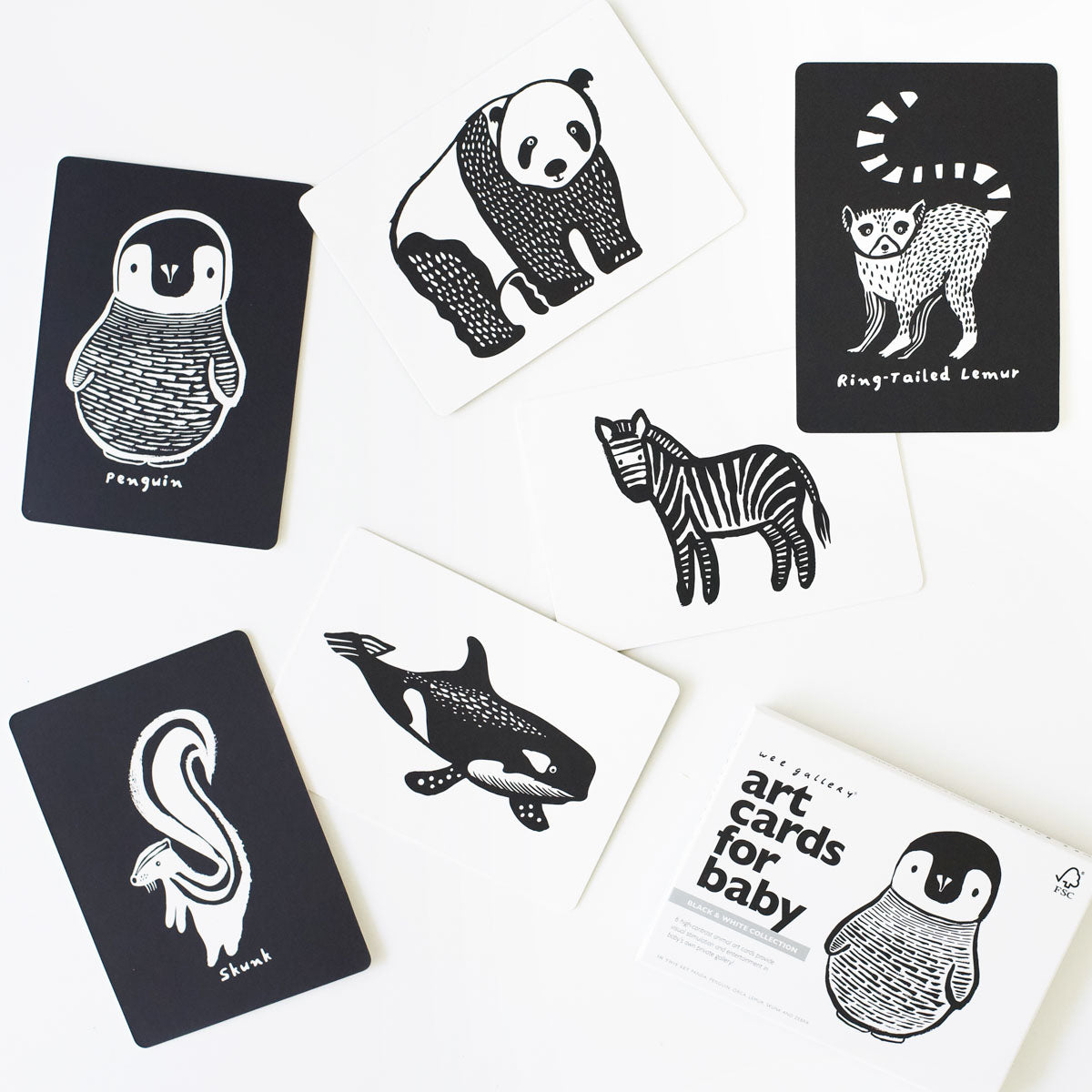Art Cards for Baby, Black and White Animals
