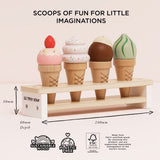 Wooden Ice Cream Cone Set with Display Stand