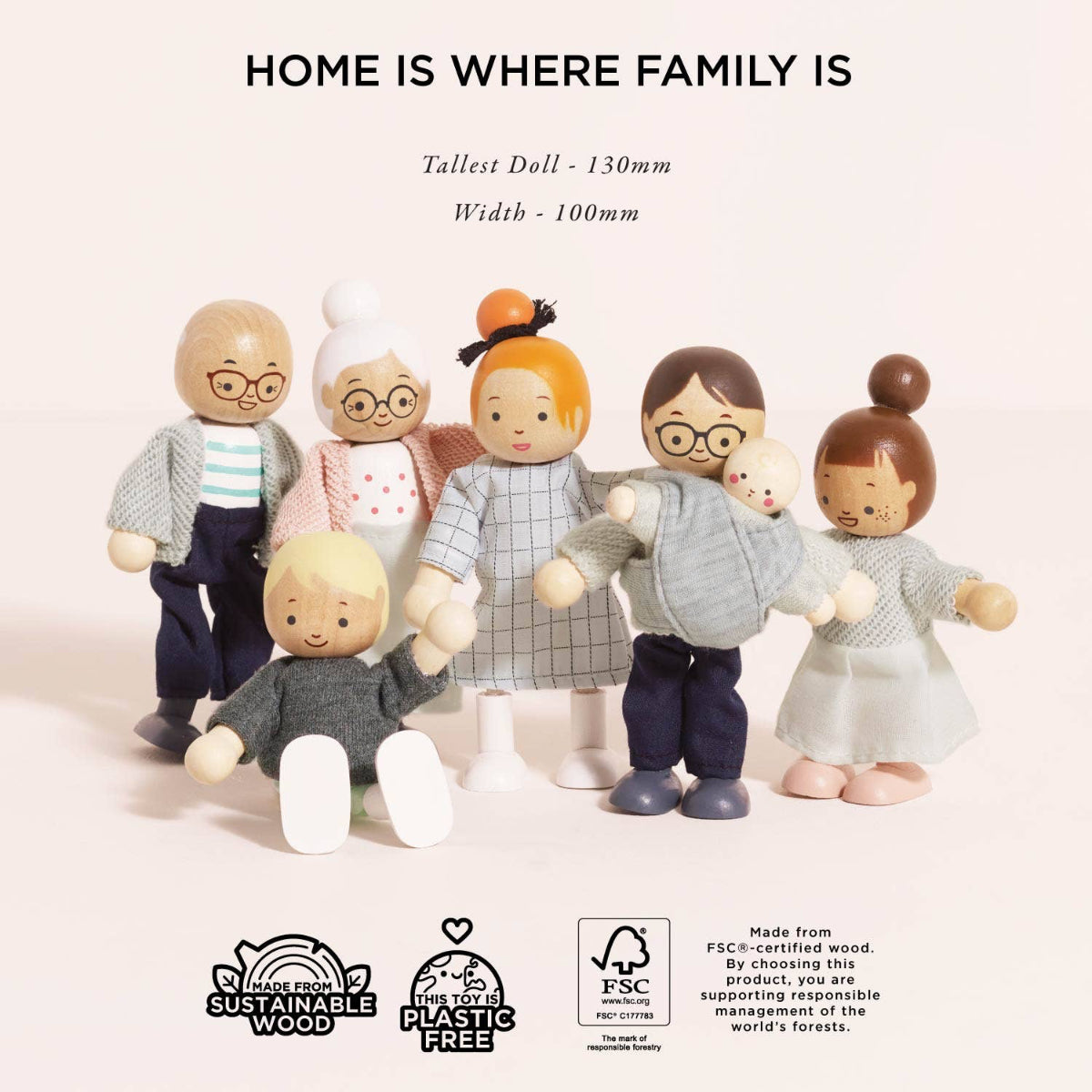 Le Toy Van Posable wooden Dolls House Family
