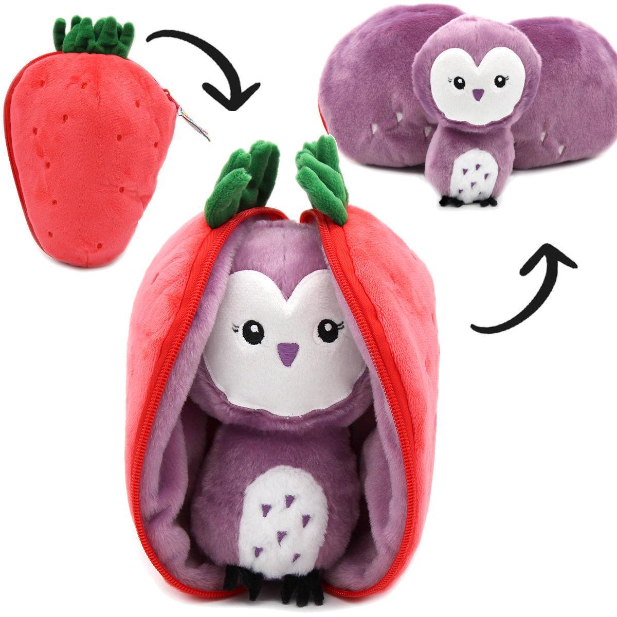 Flipetz Violet the Owl/Strawberry Plush Doll – My Sweet Muffin