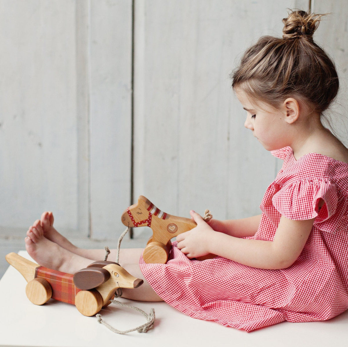 Wooden Pull Toy Dog, Dachshund