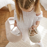 Doll Moses Basket with Rocking Stand, Pearl