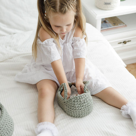 Mini Doll Moses Basket with Rocking Stand, Sage Green