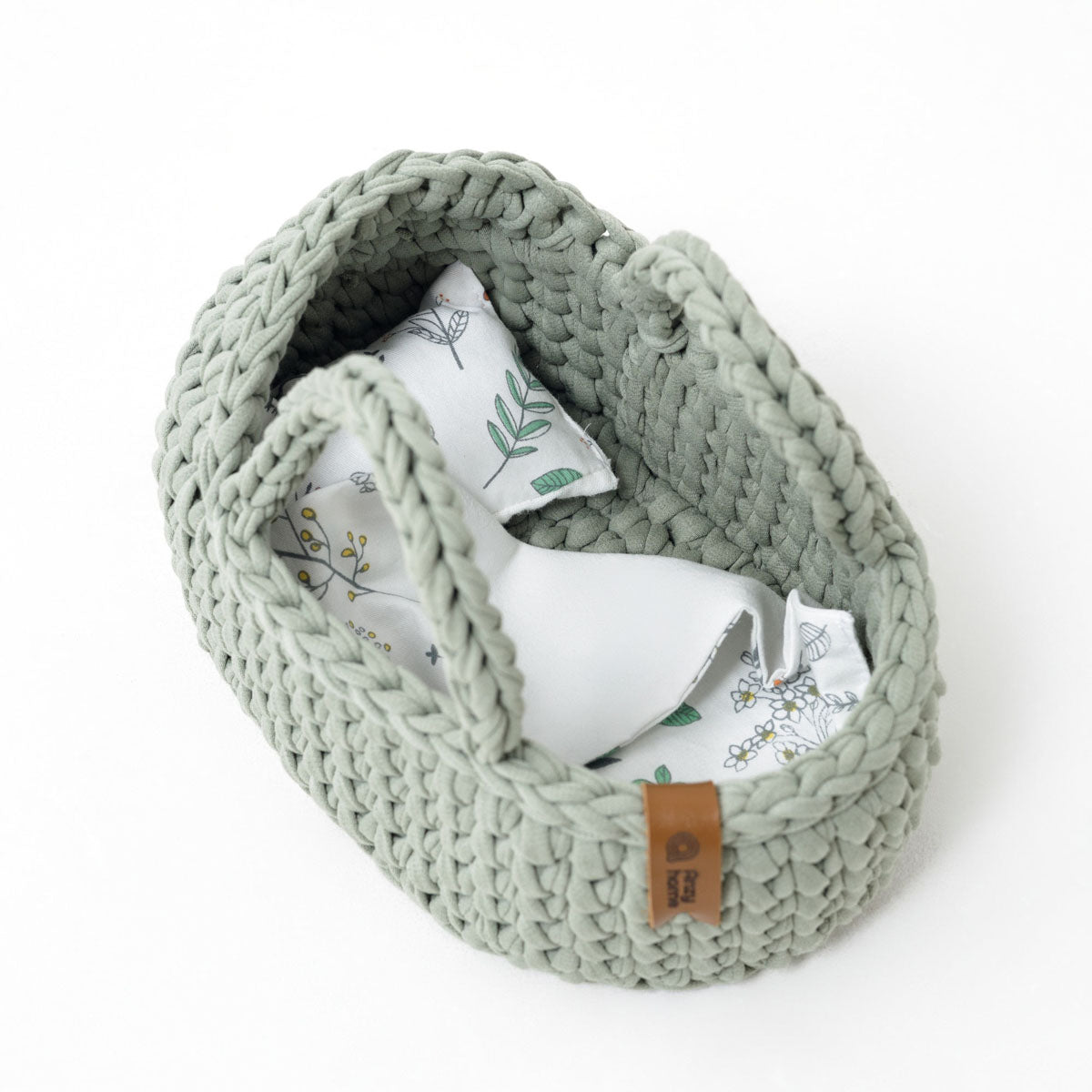 Mini Doll Moses Basket with Rocking Stand, Sage Green
