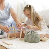 Mini Doll Moses Basket with Rocking Stand, Sage Green